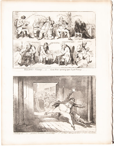original gillray prints Nelson's Victory; or, Good News Operating Upon Loyal Feelings

Stealing Off; or, Prudent Secession











